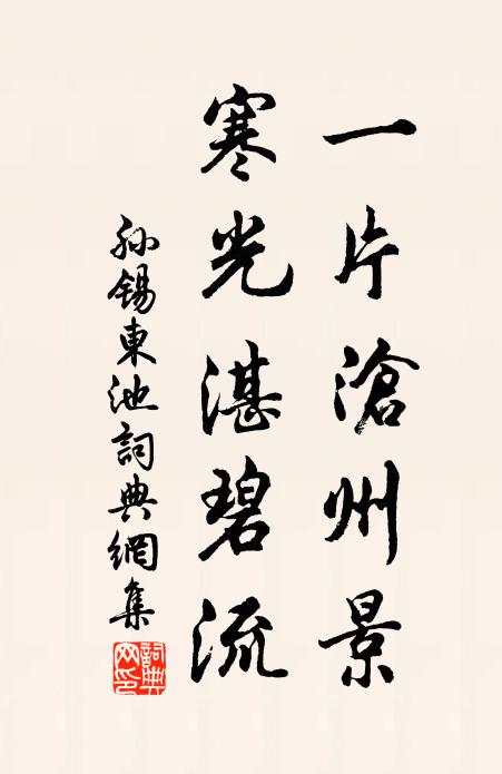 孙锡一片沧州景，寒光湛碧流书法作品欣赏