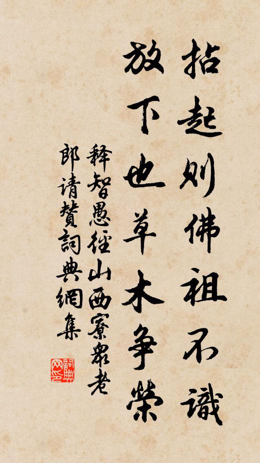 释智愚拈起则佛祖不识，放下也草木争荣书法作品欣赏