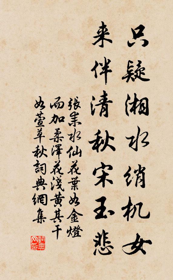张耒只疑湘水绡机女，来伴清秋宋玉悲书法作品欣赏