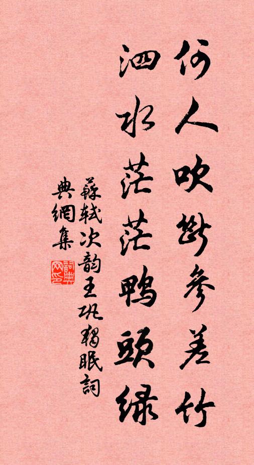 苏轼何人吹断参差竹，泗水茫茫鸭头绿书法作品欣赏