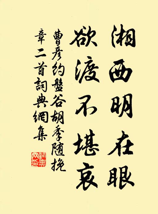 曹彦约湘西明在眼，欲渡不堪哀书法作品欣赏