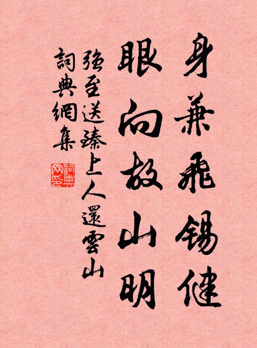 强至身兼飞锡健，眼向故山明书法作品欣赏