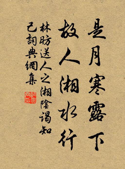 林昉是月寒露下，故人湘水行书法作品欣赏
