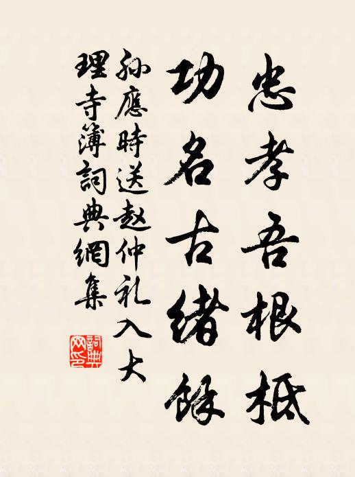 孙应时忠孝吾根柢，功名古绪馀书法作品欣赏