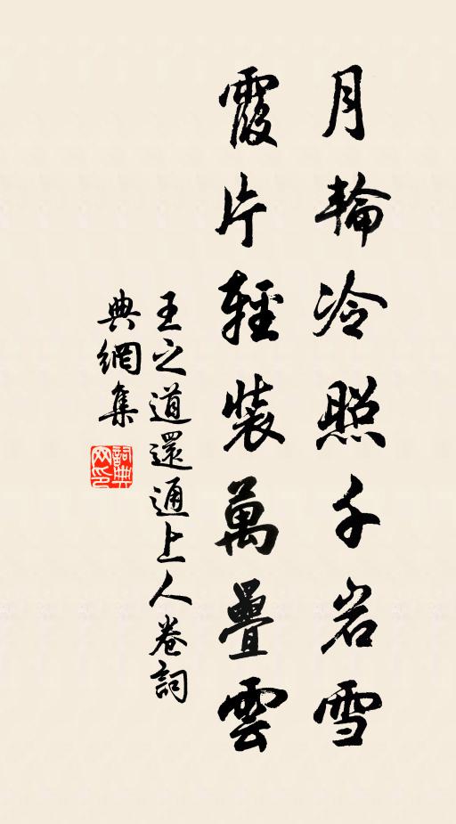王之道月轮冷照千岩雪，霞片轻装万叠云书法作品欣赏