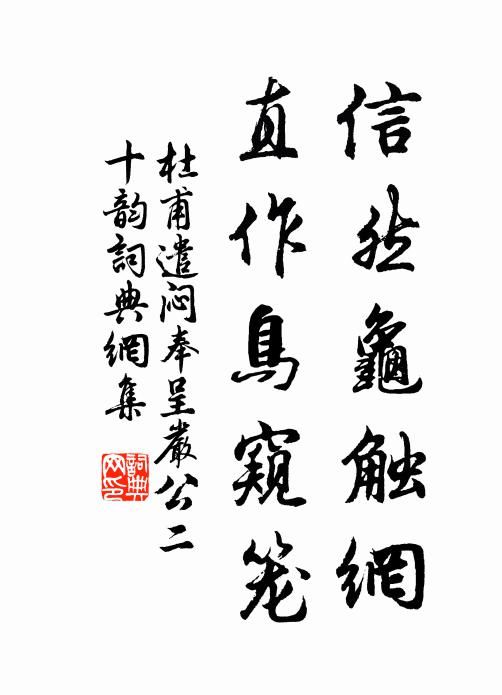 杜甫信然龟触网，直作鸟窥笼书法作品欣赏