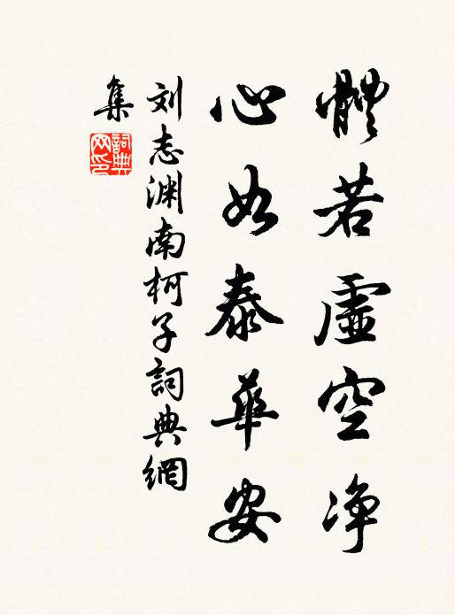 刘志渊体若虚空净，心如泰华安书法作品欣赏