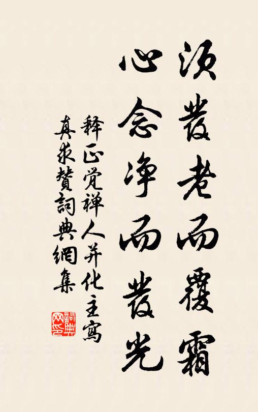释正觉须发老而覆霜，心念净而发光书法作品欣赏