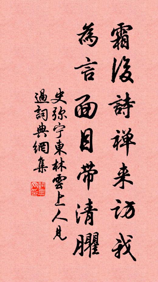 史弥宁霜后诗禅来访我，为言面目带清臞书法作品欣赏