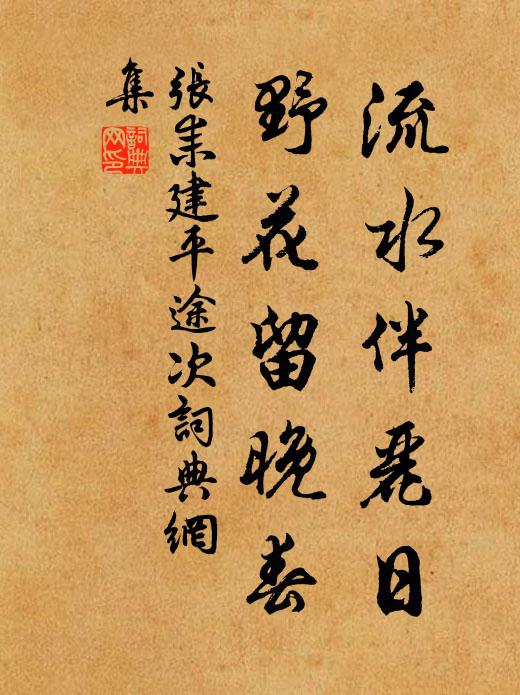张耒流水伴丽日，野花留晚春书法作品欣赏