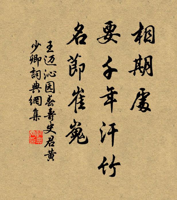 王迈相期处，要千年汗竹，名节崔嵬书法作品欣赏