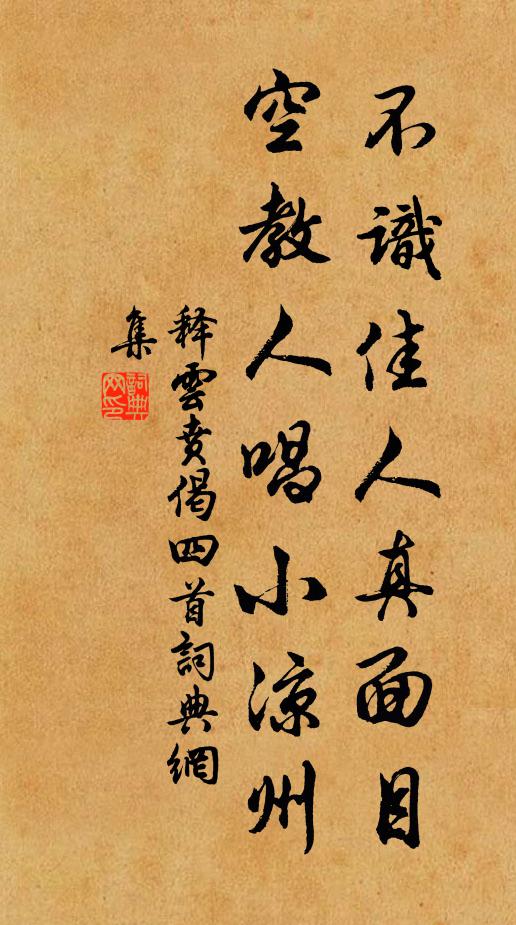 释云贲不识佳人真面目，空教人唱小凉州书法作品欣赏