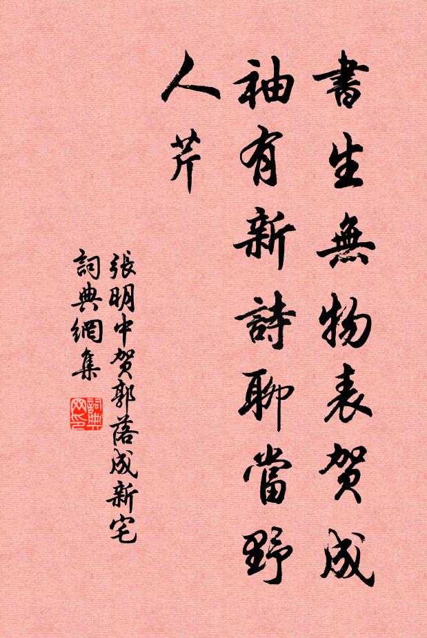 张明中书生无物表贺成，袖有新诗聊当野人芹书法作品欣赏