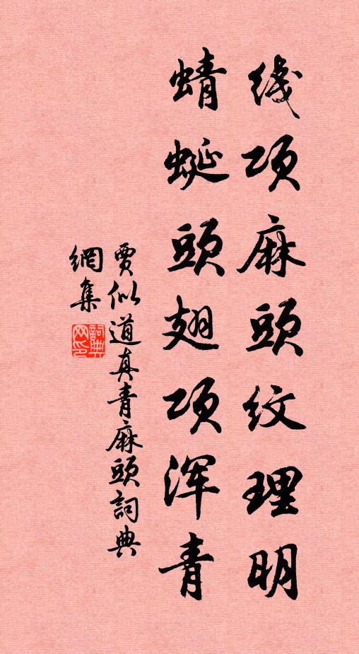 贾似道线项麻头纹理明，蜻蜓头翅项浑青书法作品欣赏