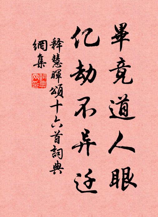释慧晖毕竟道人眼，亿劫不异迁书法作品欣赏
