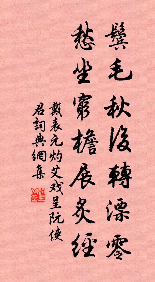 戴表元鬓毛秋后转漂零，愁坐穷檐展炙经书法作品欣赏
