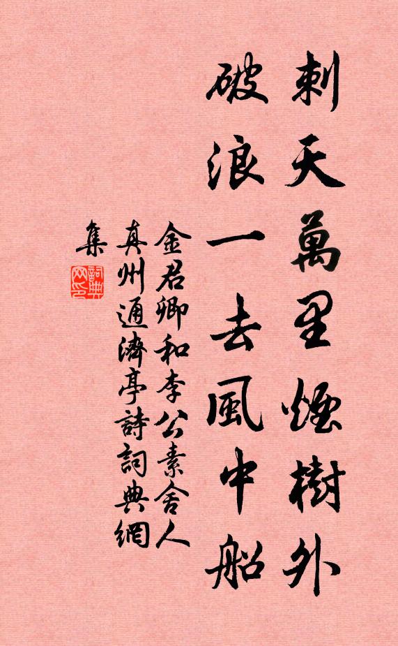 金君卿刺天万里烟树外，破浪一去风中船书法作品欣赏