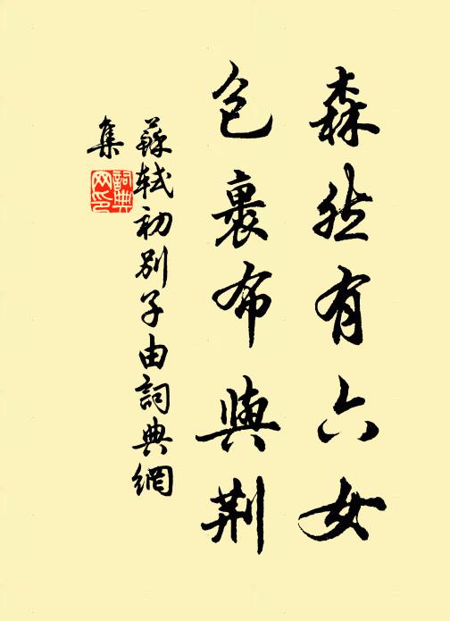 苏轼森然有六女，包裹布与荆书法作品欣赏