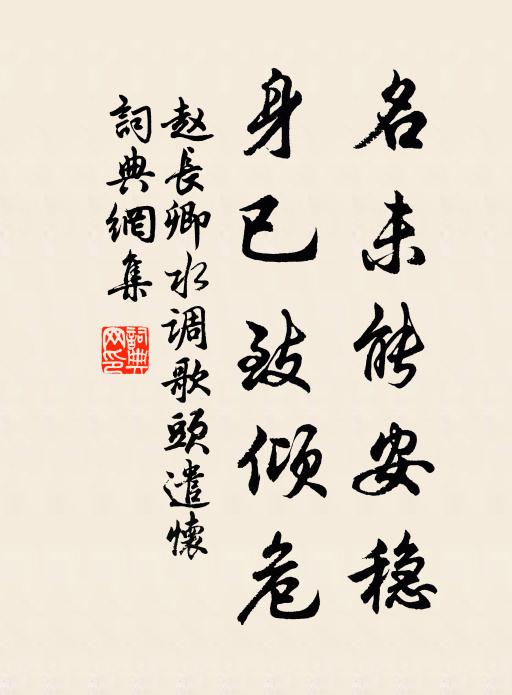 赵长卿名未能安稳，身已致倾危书法作品欣赏