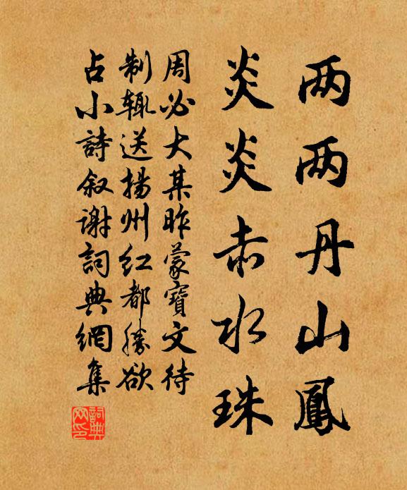 周必大两两丹山凤，炎炎赤水珠书法作品欣赏