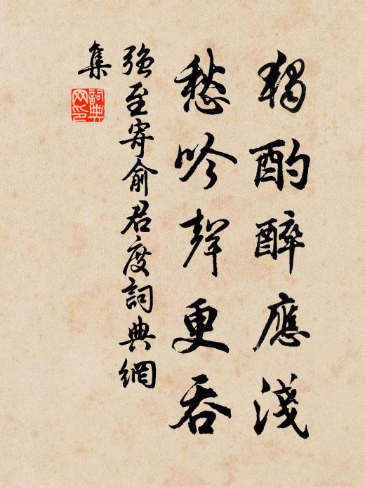 强至独酌醉应浅，愁吟声更吞书法作品欣赏