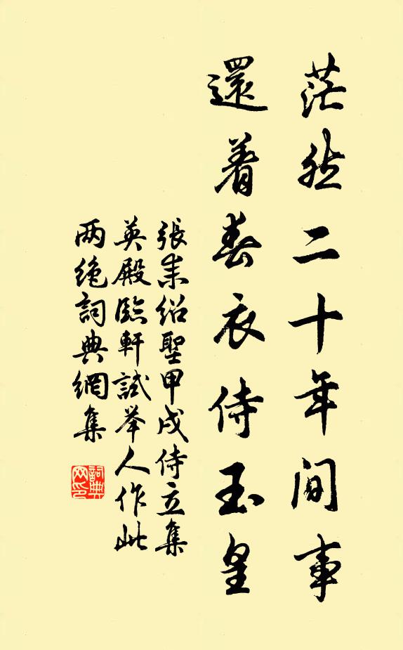 张耒茫然二十年间事，还着春衣侍玉皇书法作品欣赏