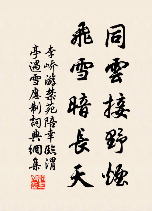 李峤同云接野烟，飞雪暗长天书法作品欣赏