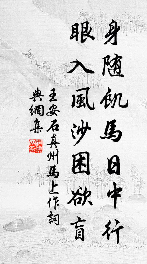 王安石身随饥马日中行，眼入风沙困欲盲书法作品欣赏