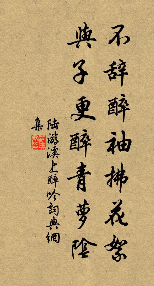 陆游不辞醉袖拂花絮，与子更醉青萝阴书法作品欣赏