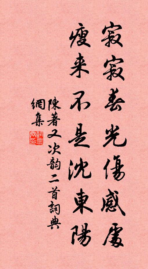 陈著寂寂春光伤感处，瘦来不是沈东阳书法作品欣赏