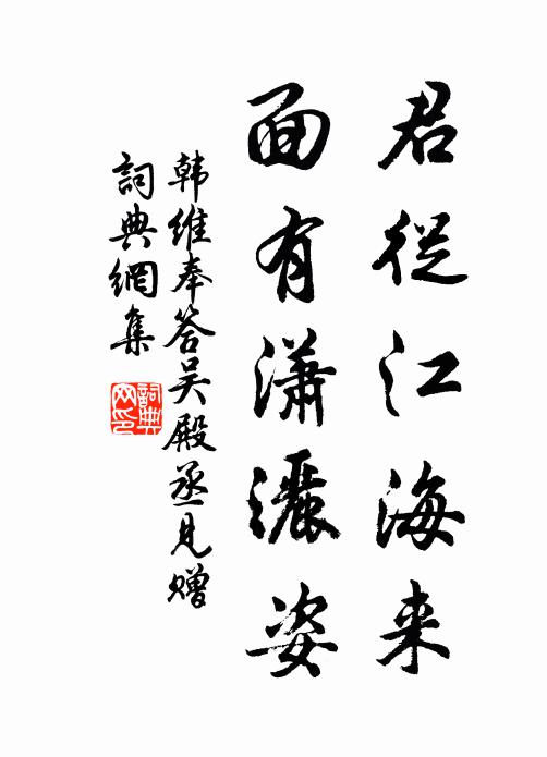 韩维君从江海来，面有潇洒姿书法作品欣赏