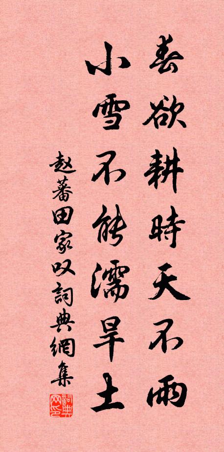 赵蕃春欲耕时天不雨，小雪不能濡旱土书法作品欣赏