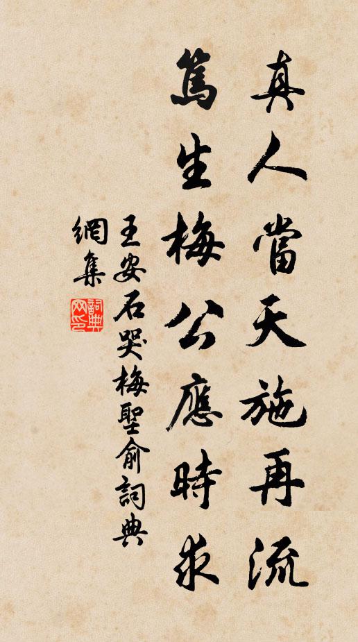 王安石真人当天施再流，笃生梅公应时求书法作品欣赏