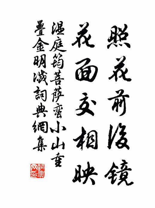 温庭筠照花前后镜,花面交相映。书法作品欣赏
