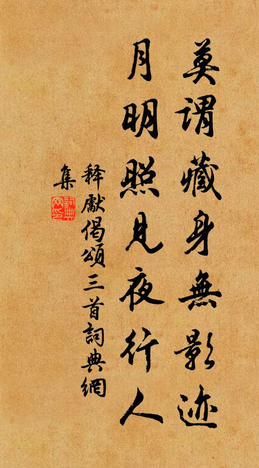 释先莫谓藏身无影迹，月明照见夜行人书法作品欣赏