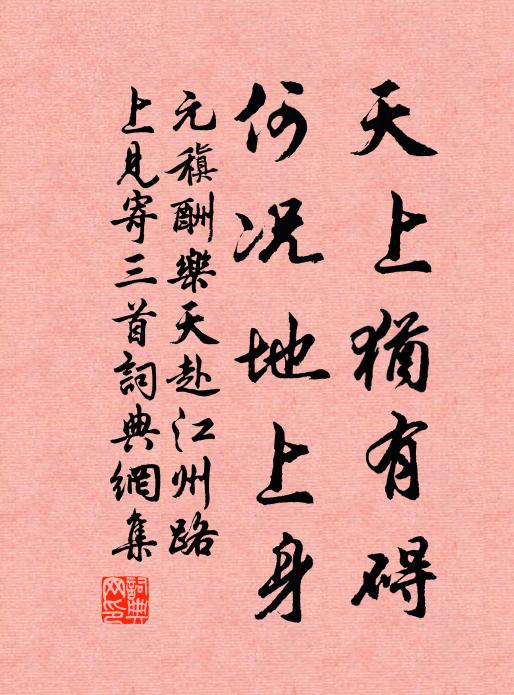 元稹天上犹有碍，何况地上身书法作品欣赏