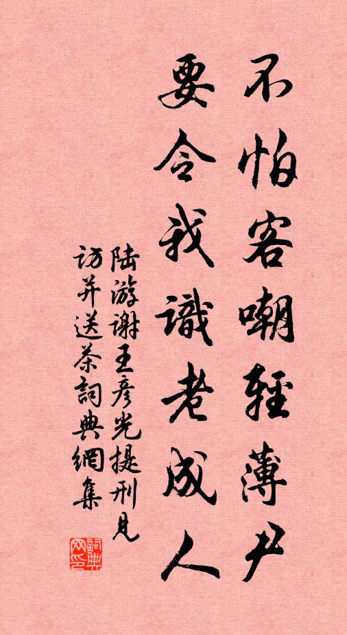 陆游不怕客嘲轻薄尹，要令我识老成人书法作品欣赏