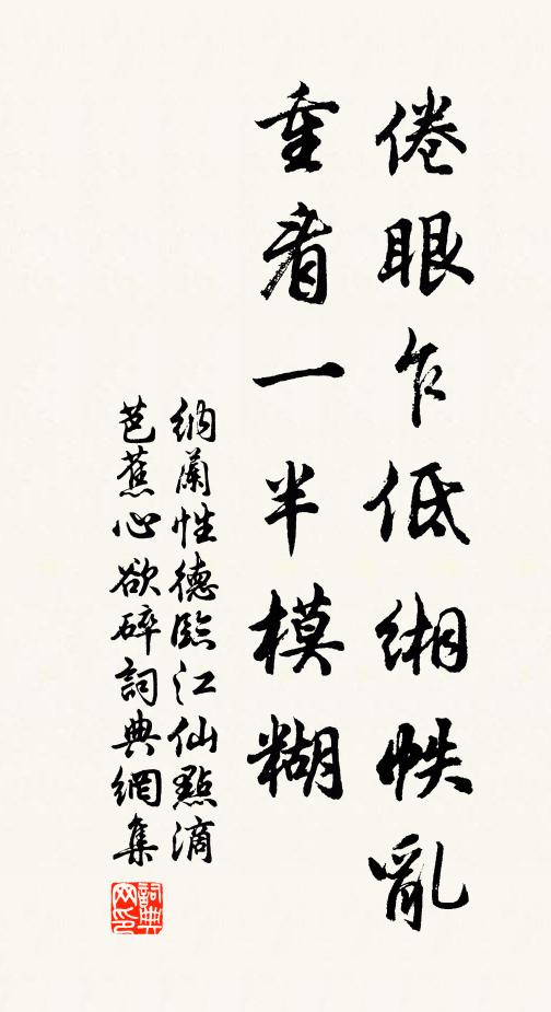 纳兰性德倦眼乍低缃帙乱，重看一半模糊书法作品欣赏