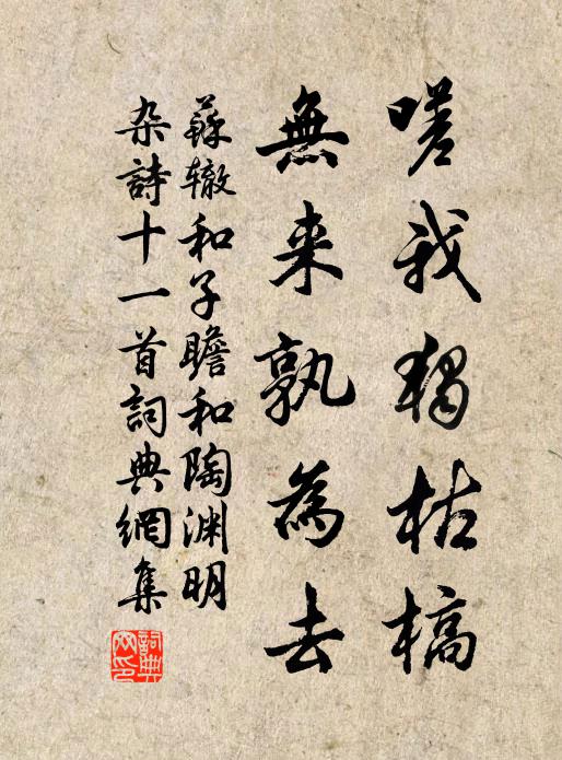 苏辙嗟我独枯槁，无来孰为去书法作品欣赏