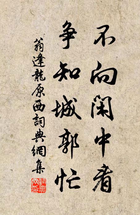 翁逢龙不向闲中看，争知城郭忙书法作品欣赏