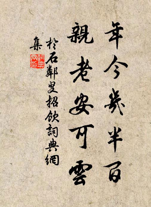 于石年今几半百，亲老安可云书法作品欣赏