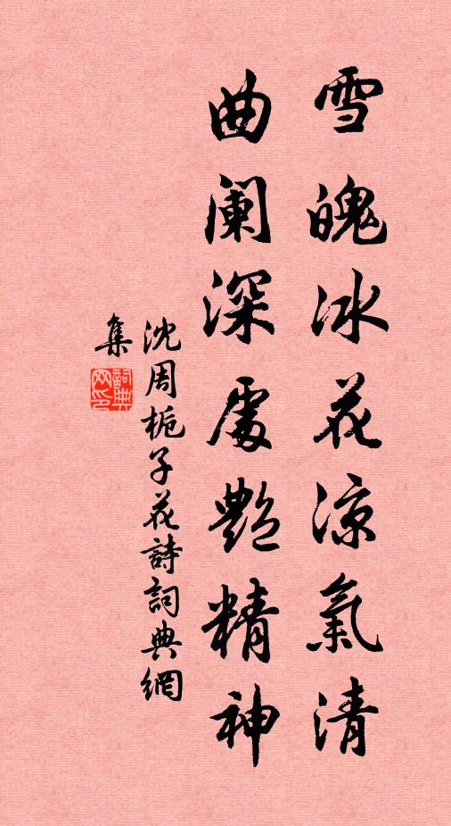 沈周雪魄冰花凉气清，曲阑深处艳精神书法作品欣赏