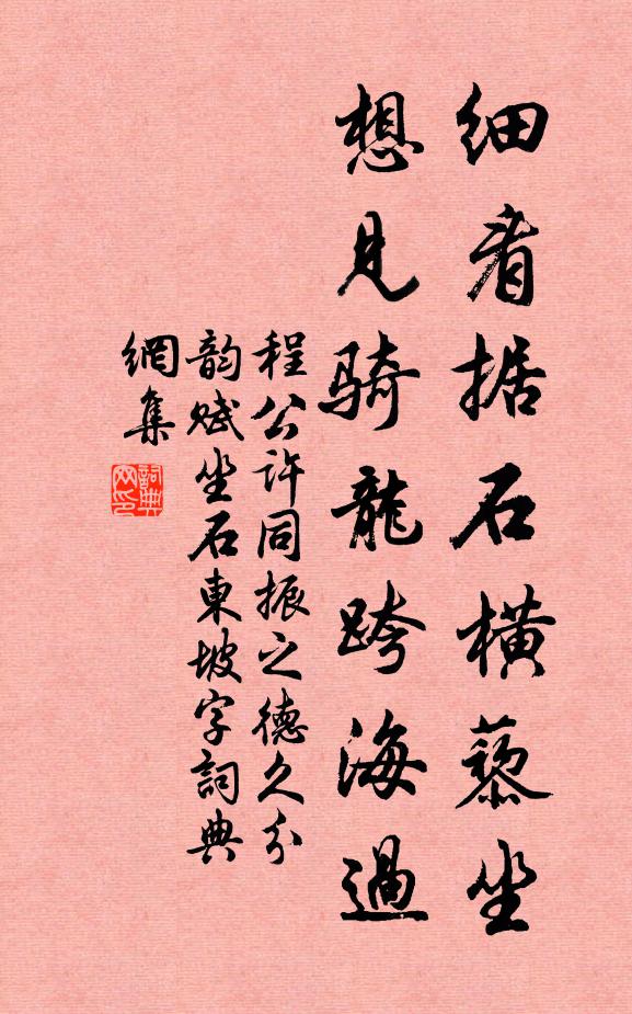程公许细看据石横藜坐，想见骑龙跨海过书法作品欣赏
