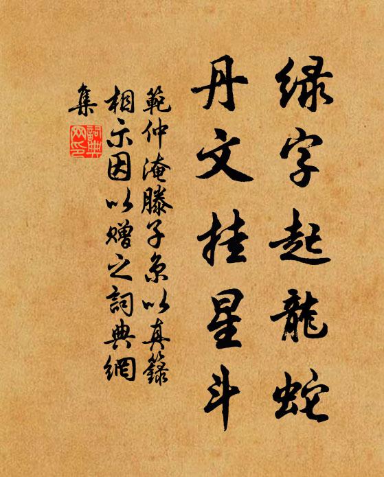 范仲淹绿字起龙蛇，丹文挂星斗书法作品欣赏