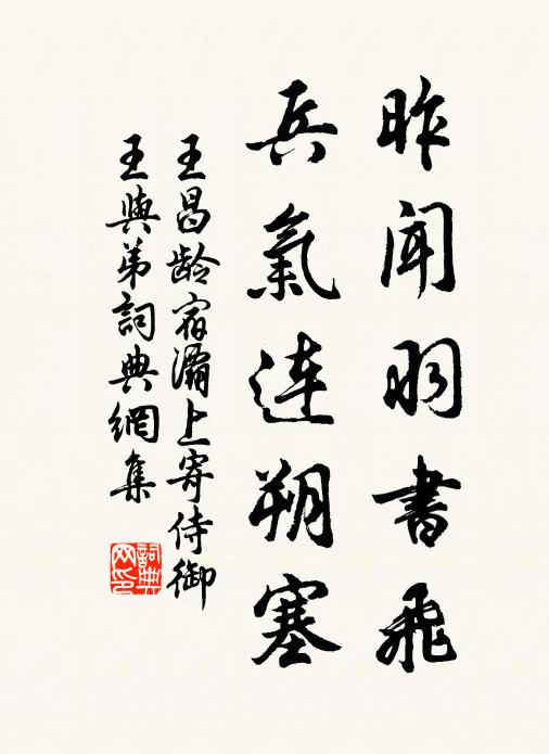 王昌龄昨闻羽书飞，兵气连朔塞书法作品欣赏