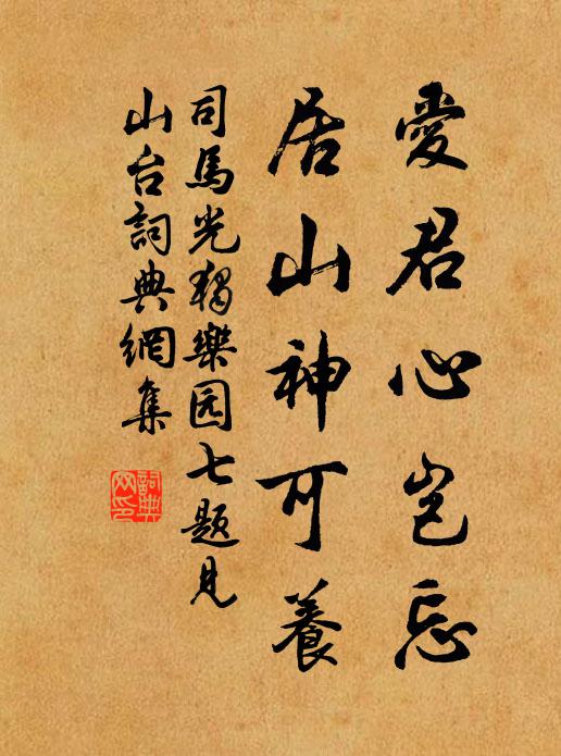 司马光爱君心岂忘，居山神可养书法作品欣赏