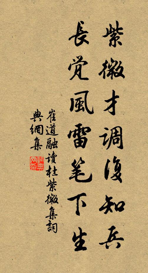 崔道融紫微才调复知兵，长觉风雷笔下生书法作品欣赏