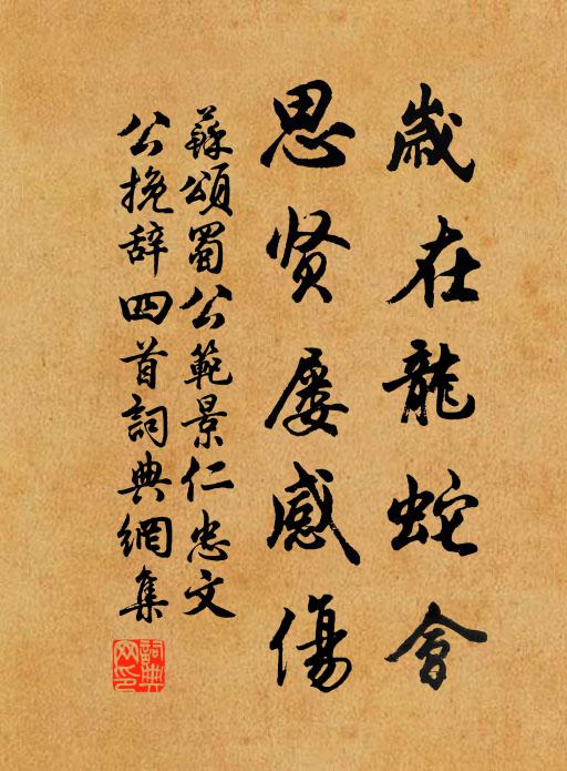 苏颂岁在龙蛇会，思贤屡感伤书法作品欣赏