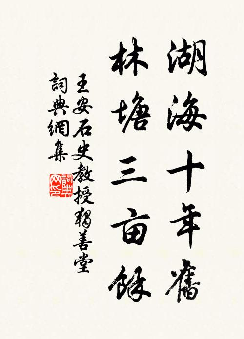 王安石湖海十年旧，林塘三亩余书法作品欣赏