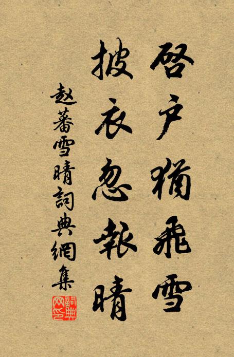 赵蕃启户犹飞雪，披衣忽报晴书法作品欣赏